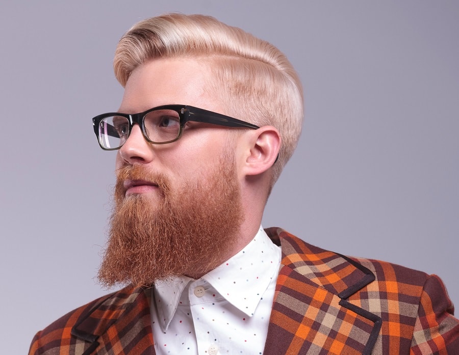 blonde pompadour with red beard