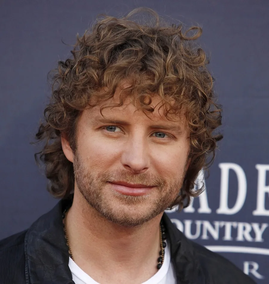 country singer Dierks Bentley with long curly hair and beard