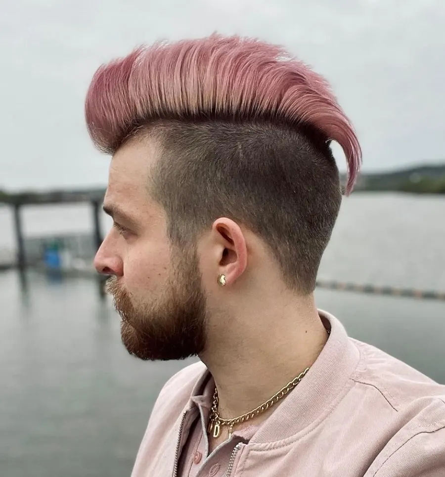 disconnected faux hawk with short full beard