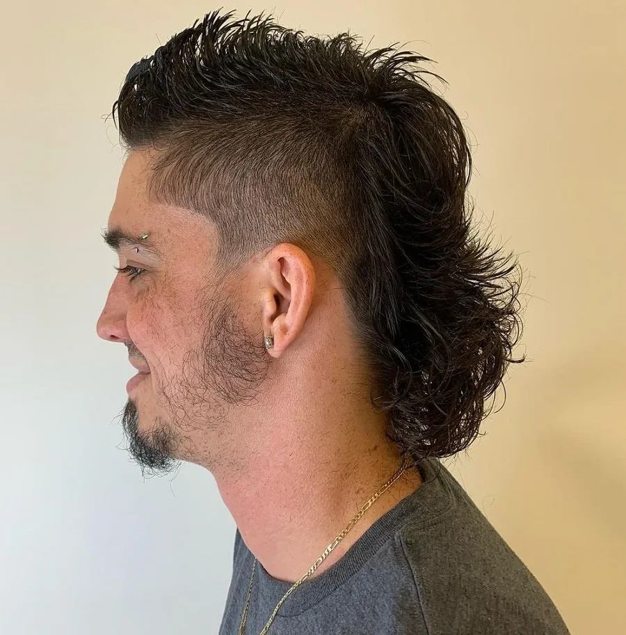 faux hawk mullet with chin beard