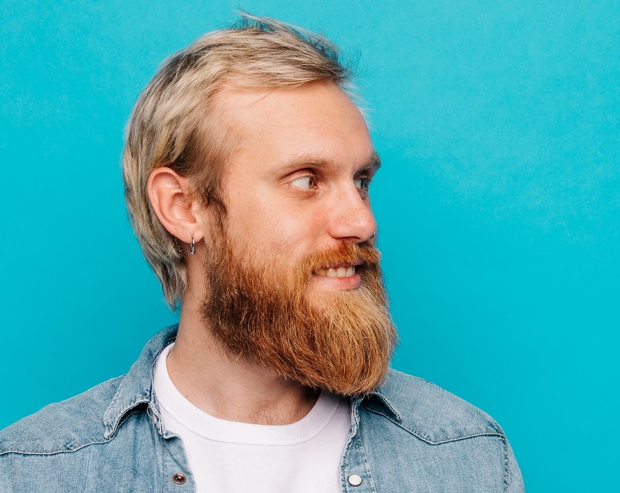 light blonde hair with red ducktail beard