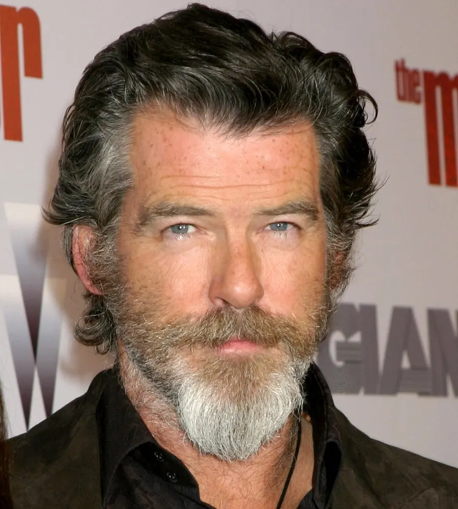 old actor Pierce Brosnan with beard