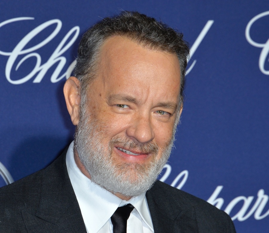 old actor Tom Hanks with beard