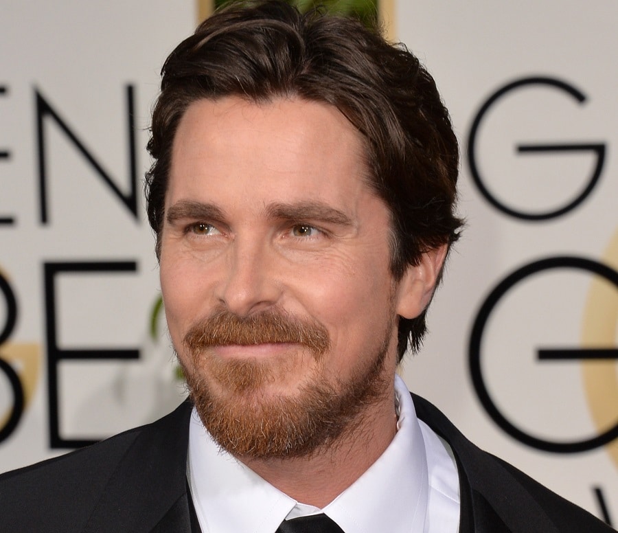 over 40 actor Christian Bale van dyke beard with mustache