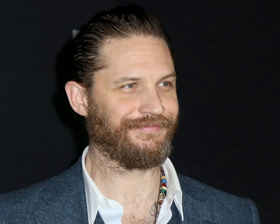 over 40 actor Tom Hardy with rounded beard