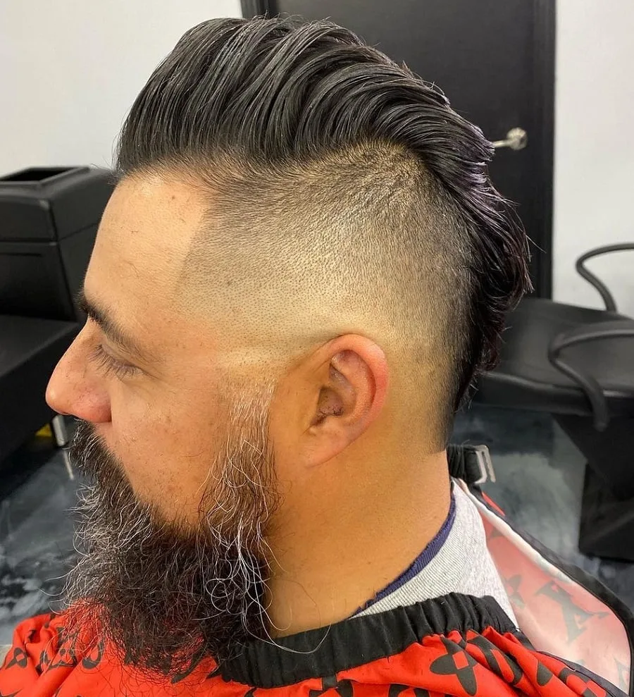 pompadour mohawk with curly beard