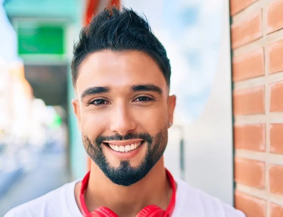 quiff faux hawk with boxed beard