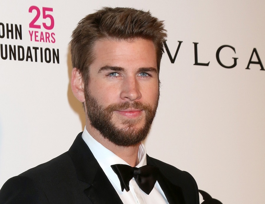 young actor Liam Hemsworth with short boxed beard