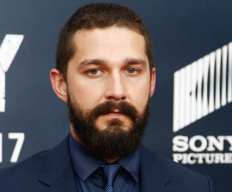 young actor Shia LaBeouf with chin curtain beard