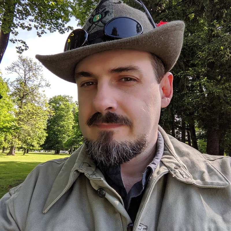 dark Balbo beard style with a floating mustache