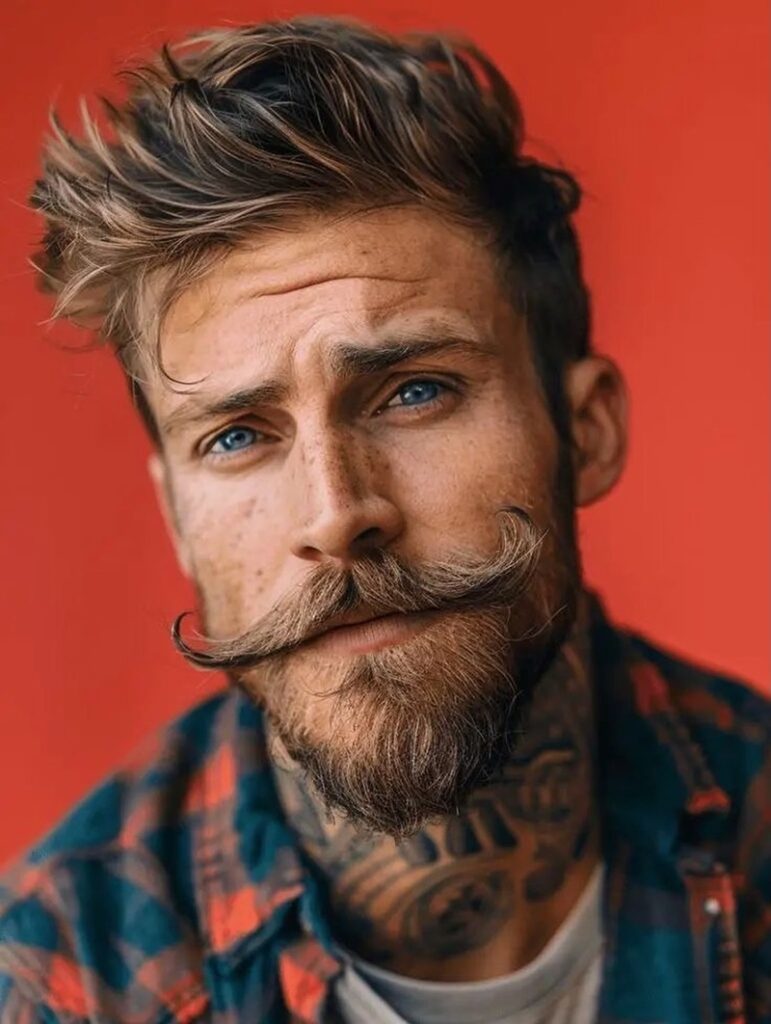 Thick mustache style for mustache growth