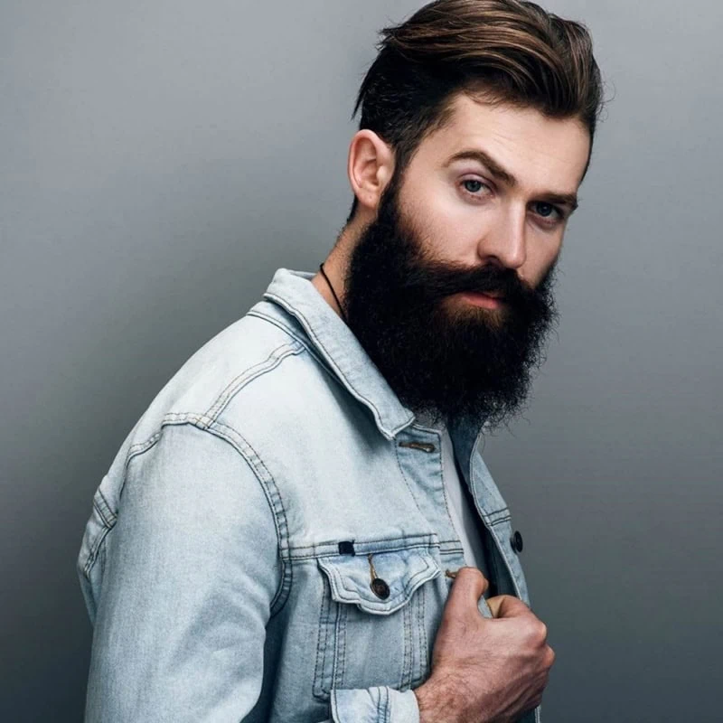 thick mustache and beard style