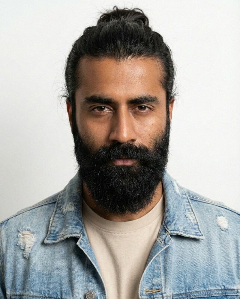 thick dark mustache with full beard
