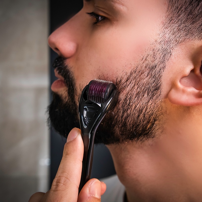 using derma roller to grow mustache