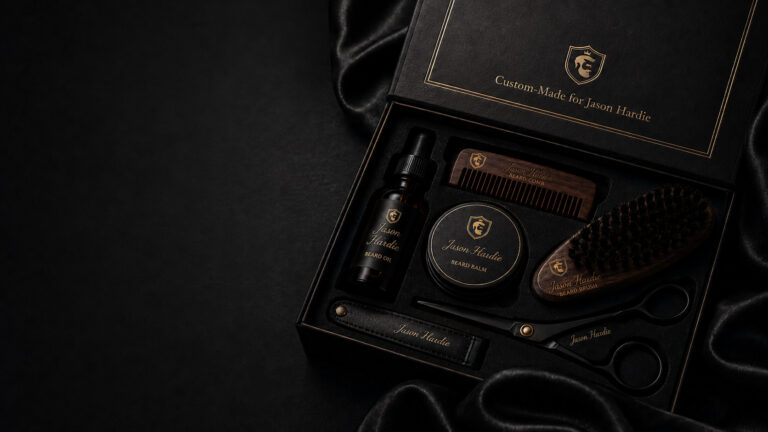 Custom-engraved beard grooming kit