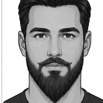 Ducktail beard style illustration