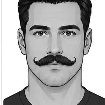 Handlebar beard style illustration